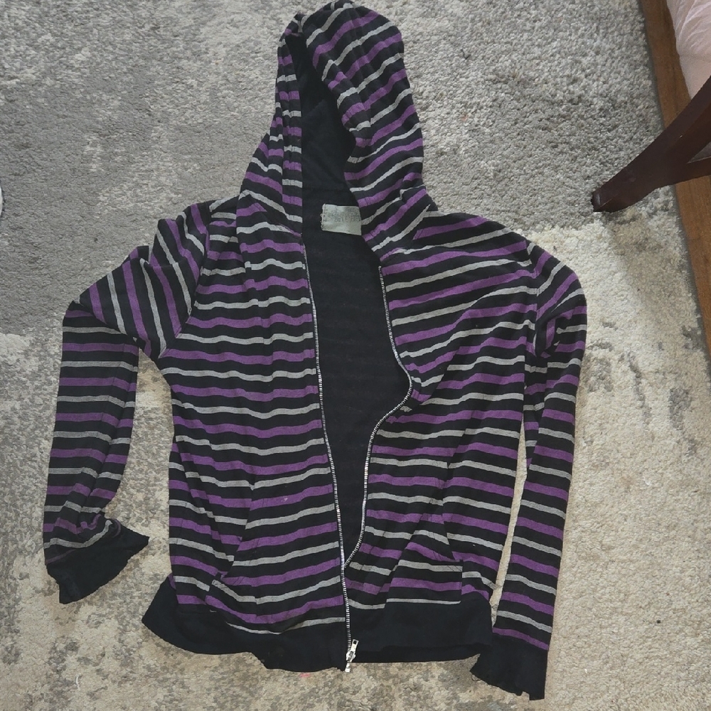 Striped Purple and Black Hoodie
